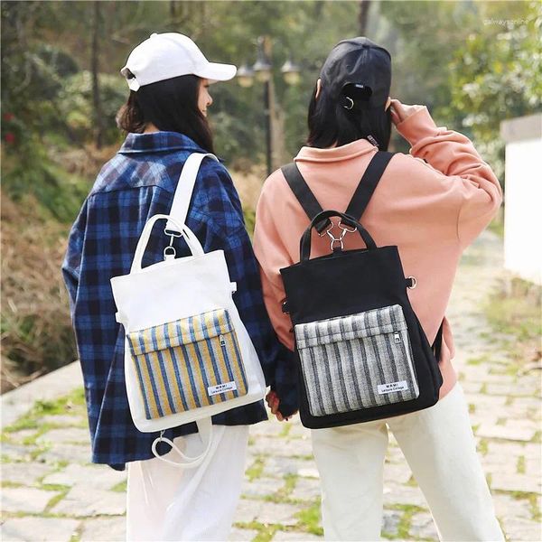 Bolsas de ombro 2024 moda senhoras bolsa de lona listrada bolsa personalizada casual mulheres tote mensageiro