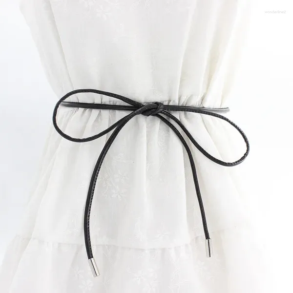 Cinture 150 cm di lunghezza Cintura da donna Catena in vita Versione coreana Sottile cinturino decorativo semplice con fiocco in corda Generazione di capelli Design