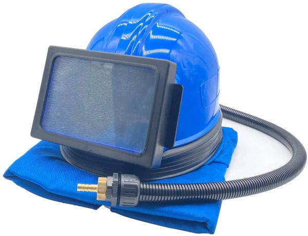 Gereedschap HOLDWIN Высококачественная синяя маска для пескоструйной обработки с капюшоном и шлангом для подачи воздуха, пескоструйный шлем