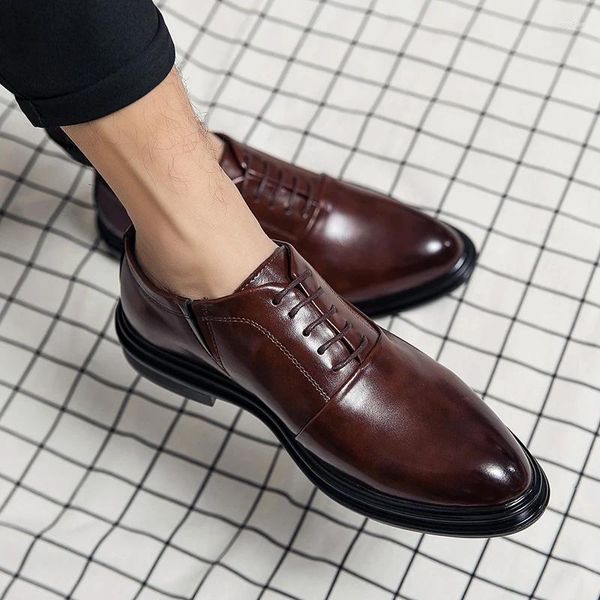 Sapatos casuais marca de alta qualidade mocassins negócios masculinos oxford vestido italiano zapatos de hombre vestir formal 2024