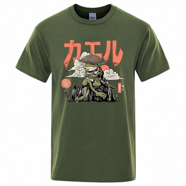 Der letzte Frosch Samurai Anime Print T Shirts Männer Casual Atmungsaktive T-shirts Fi Oansatz Shirts Übergroßen Cott Kurzarm Top u84X #