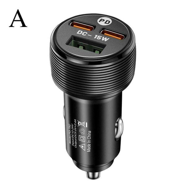 Adaptador de carregamento automático duplo usb pd, atualização de 15w, 3 portas, carregamento sem fio para carro, dc 5v 3a, carregador de celular, soquete de isqueiro