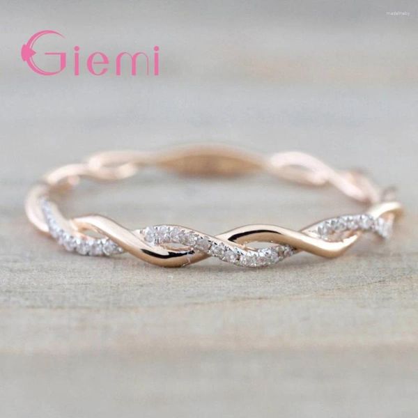 Cluster-Ringe, glänzendes Silber/Roségold, einfacher Ring für Damen, Schmuck für Party, Verlobung, Förderung, niedrigerer Preis
