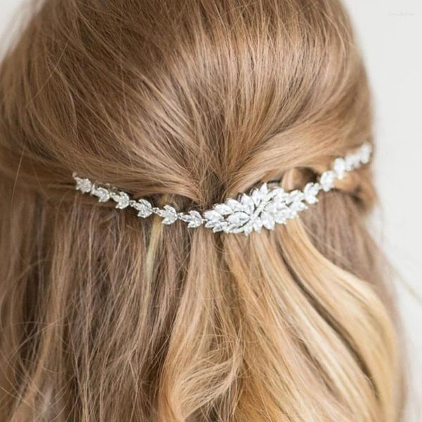 Grampos de cabelo elegante nupcial geométrico pente hairpin artesanal headband para mulheres 2024 folha zircon jóias acessórios de casamento