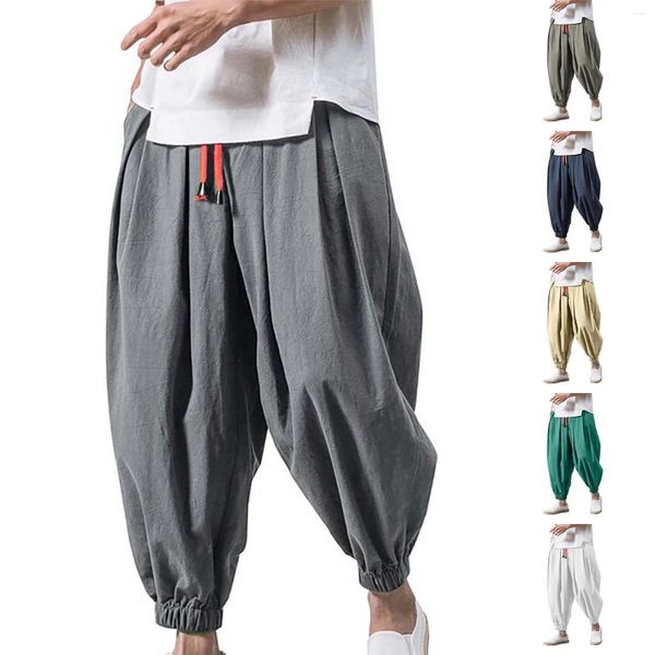 Männer Hosen 2024 Einfarbig Harem Mode Baggy Böden Casual Jogger Elastische Hosen Sportswear Laterne Pantalones