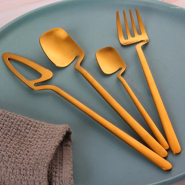 Utensílios de jantar 4pcs Cuttões criativos de talheres foscos de aço inoxidável