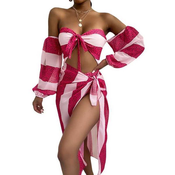 Yaz Altın Lüks Bandeau Beach Elbiseler Baskı Mayo Artı Boyu Ladies Uzun Kollu Mayo Kadın Boho Bikinis