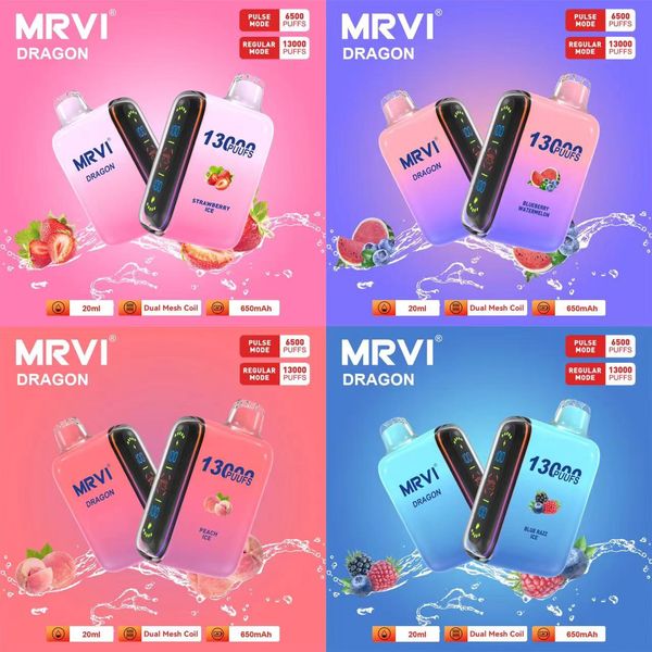 Original MRVI DRAGON 13K Puff Shisha Vapes Einweg al fakher poco Puffs Vapsolo Dual Mesh Coil Vapsolo Puff Shisha 650mah Akku Kostenloser Versand