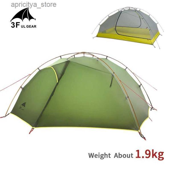 Tendas e abrigos 3F UL Gear Tent 2-Person Windproof and Rainproof Camping Tent 15D Silicone Ultra Light Outdoor Hiking Tent com Free Mats24327