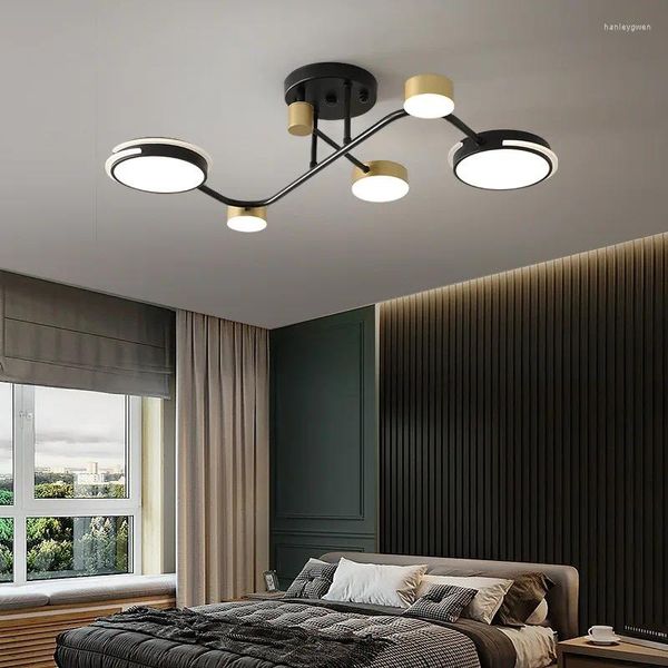 Plafoniere Lampadari moderni a LED per soggiorno Cucina camera da letto Lampada a sospensione con cornice in oro nero Illuminazione per interni