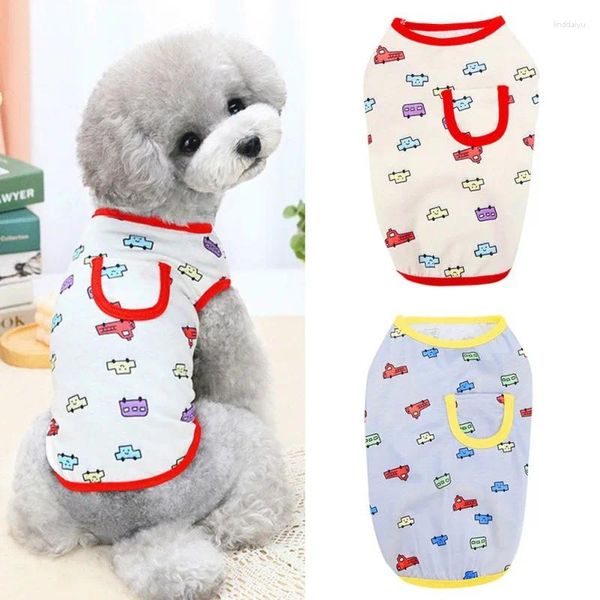 Abbigliamento per cani Vestiti estivi per animali domestici Canottiera Camicia Cartoon Cars Modello Cat T-shirt per cani Cuccioli Gatti Costumi estivi traspiranti