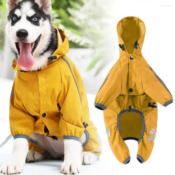 Abbigliamento per cani Impermeabile con cappuccio con striscia riflettente Cappotto per costume alla moda Impermeabile antipioggia Casual all'aperto a quattro zampe U1l8