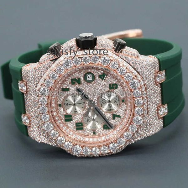 2023 hip hop marca superior relógio de luxo vvs clareza moissanite cravejado diamante relógio para mulheres