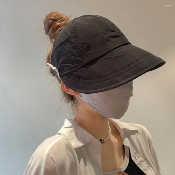 Cappelli a tesa larga Estate Cappello da sole ad asciugatura rapida Vuoto Top Coda di cavallo Berretti da baseball Traspirante Protezione UV esterna Spiaggia Visiera da donna