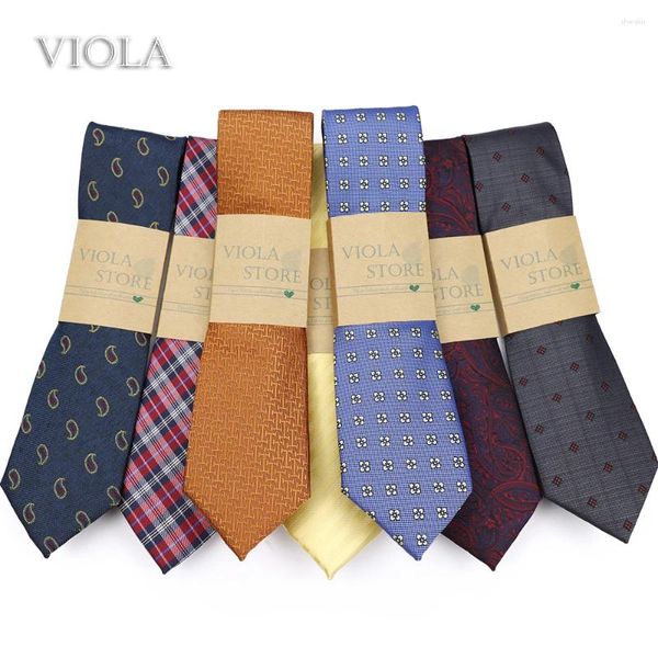 Papillon 27 colori cravatta jacquard 7 cm a righe scozzese paisley poliestere punto cravatta maschile arancione blu smoking camicia regalo per uomo accessorio