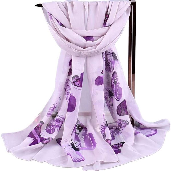 Frühling Sommer Damen Schal Schmetterlingsdruck Große Tücher und Wraps für Damen Seidenschals Pashmina Strandstolen Foulard