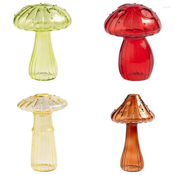 Vasos 4 Pcs Planta Hidropônica Estilo Nórdico Cogumelo Vidro Bud Flor para Home Office Sala Deco