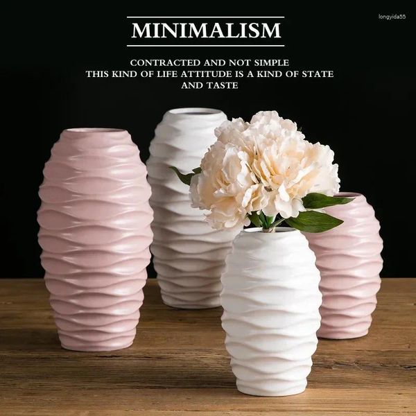 Vasos vaso de cerâmica nórdico moderno minimalista branco rosa decoração arranjo flor acessórios para casa