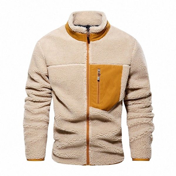 Männer Lamm Fleece Winterjacken Warme Mäntel Gute Qualität Männer Wintermäntel Stehkragen Fi Lose Daunenjacken Größe 3XL E3Lm #