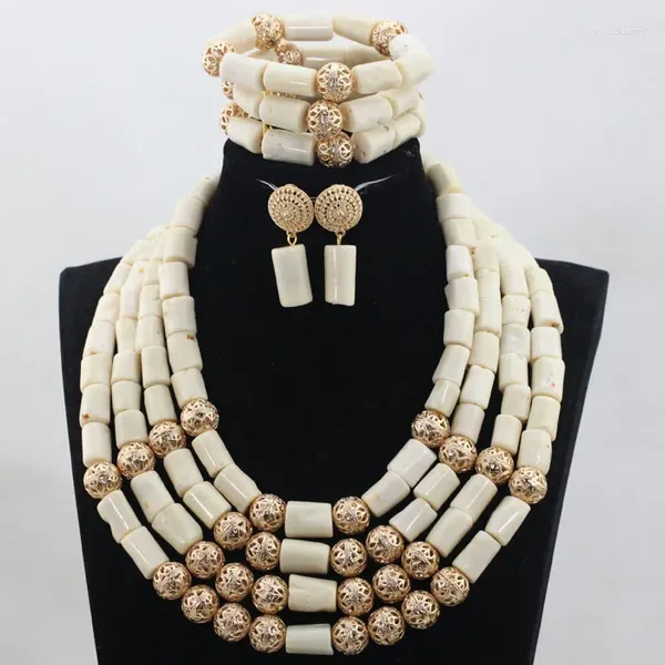 Collana orecchini set veri perline di corallo gioielli favolosi grandi donne da sposa matrimonio nigeriano costume africano ABH764