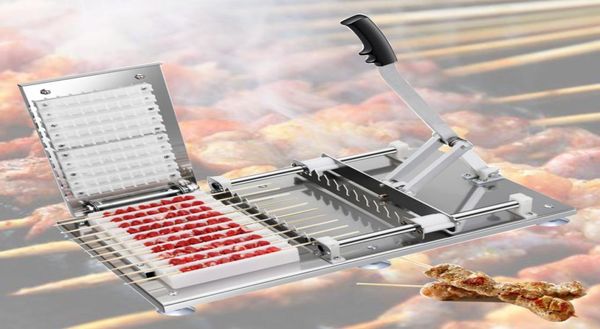 Manuelle Döner-Fleischspießmaschine aus Edelstahl, Fleischschnurmaschine, Hammelfleisch-Satay-Saitenherstellungsmaschine8253714