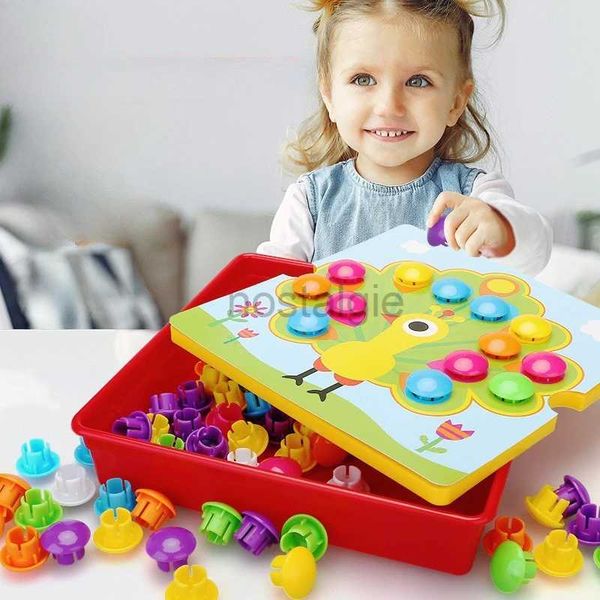 Brinquedos de inteligência Montessori Brinquedos Do Bebê Cogumelo Prego Beads Inteligente 3D Puzzle Jogos Jigsaw Board para Crianças Crianças Educacional 24327