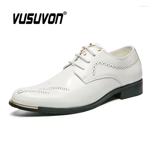 Casual Schuhe 2024 Mode Größe 38-44 Handgemachte Herren Derby Kuh Patent Leder Brogue Kleid Klassische Business Formale Wohnungen für Jungen