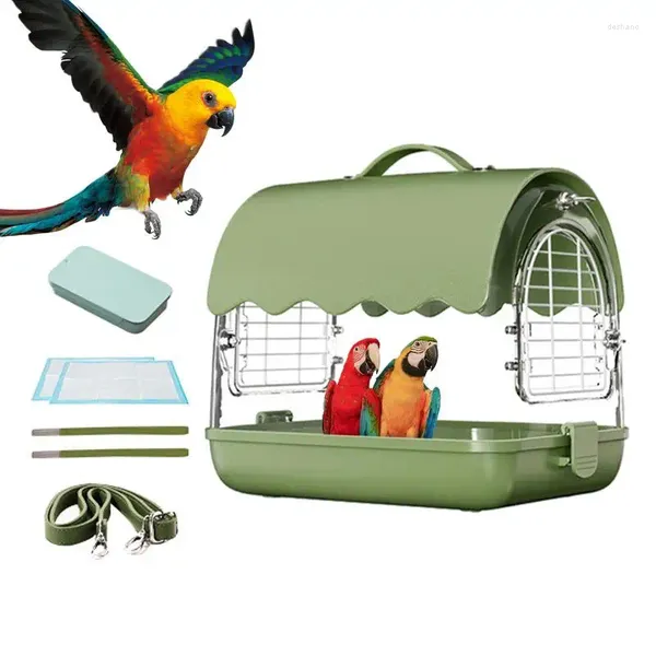 Outros suprimentos de pássaros transportadora sacos para animais de estimação mochila portátil viagem papagaio cockatiel gaiola com bandeja de comida duas almofadas de fraldas alças duplas