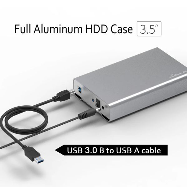 Gehege Voll Aluminiumlegierung 2,5 und 3,5 Zoll HDD -Gehäuse Typ C 3.0 / USB A SATA USB 3.0 Festplatten -Caddy für 7,9 mm 9,5 mm Dicke SSD