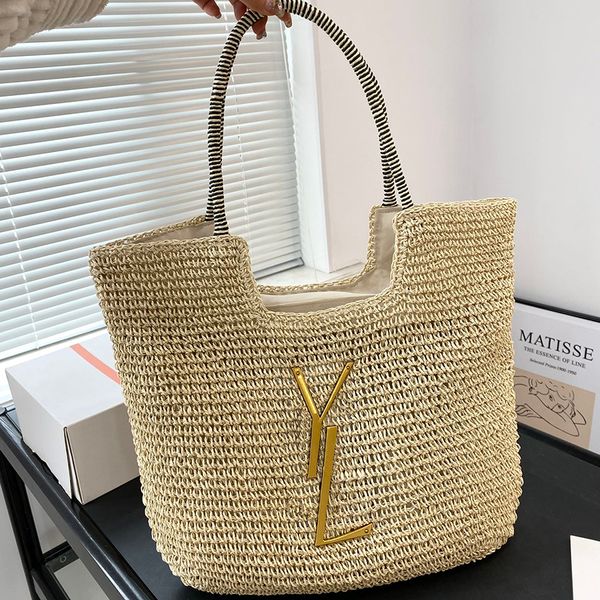 Sacos de praia de grama de designer para mulheres bolsas de tecido de vime Luxurys Straw Totes Shopping Bags Womans Knitting Tote Bag Cruz Corpo Bolsa De Ombro Cesta Bolsa