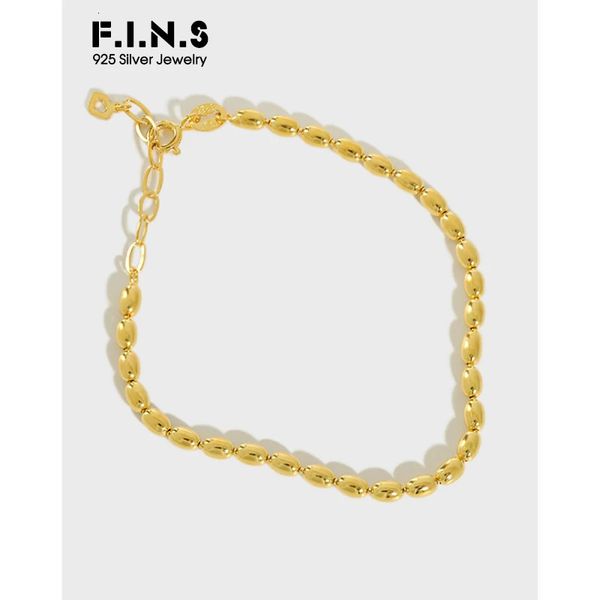 F.I.N.S Bracciale coreano in argento sterling S925 INS Bracciale con ciondoli ovali Bracciale semplice femminile Bracciale in argento con catena di perline Ornamento 240313