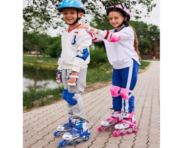 Nuovi pattini a rotelle lampeggianti in linea per bambini bambino 8 14 anni taglia regolabile protettiva strada ragazze ragazzi 4 ruote 1 fila principiante3356528