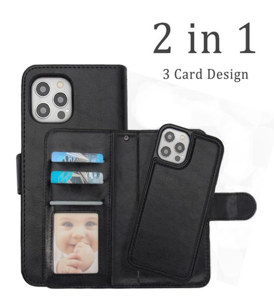 2 in 1 abnehmbare Leder-Handyhüllen für iPhone 12 11 Pro Max Xs Xr 7 8 Plus Luxus Flip Wallet Magnetic Protect Cover1930544