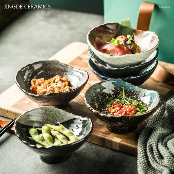 Tigelas 1pc japonês tigela cerâmica irregular ramen salada de frutas de frutas acessórios de cozinha criativa porcelana