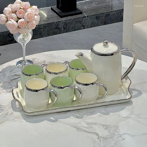Set da tè Set da acqua nordico di alta qualità Casa Soggiorno Luce Ospiti in ceramica di lusso Inaugurazione della casa Bollitore Tazza di tè