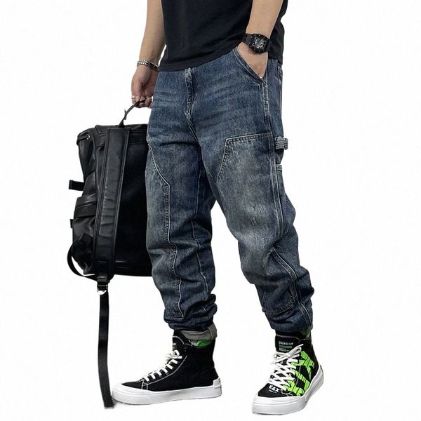 American Fi Hip Hop Cargo Jeans Streetwear Skateboard Harem Hosen Männer Kleidung Japanische Harajuku Denim Casual Hosen Männlich d3jA #