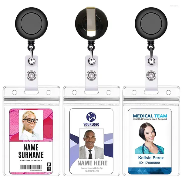 Sacos de armazenamento ID Badge Holder Carretel com clipe de cinto retrátil fivela de metal chaveiro para professores estudante branco