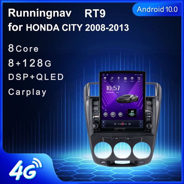 9,7-дюймовый новый Android для Honda City 2008-2013 Tesla Type Автомобильный DVD-радио Мультимедийный видеоплеер Навигация GPS RDS Без DVD CarPlay Android Автоматическое управление рулевым колесом