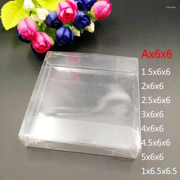 Geschenkpapier 50 Stück AX6x6cm Kleine Boxen Transparent PVC Kunststoff Klare Box Verpackung Hochzeit Weihnachten für Schmuckaufbewahrung