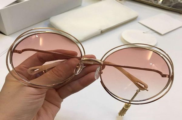 Óculos de sol redondos femininos com armação de arame Carlina CE114S dourado transparente rosa gafa de sol Sonnenbrille óculos de sol da moda com bo4685127