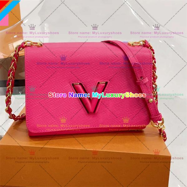 Borsa a tracolla Twist Lock Borsa a tracolla da donna Designer di lusso Borsa a tracolla Bolso TWIST Borsa a catena da donna Borsa a tracolla rosa caldo 424