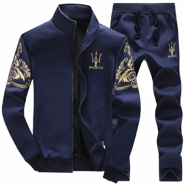 Homens Primavera Outono Casual Sports Set Primavera Mares Juventude Roupas Jaqueta Estudante Roupas Na Moda Estilo Urbano Cott Poliéster N7SD #