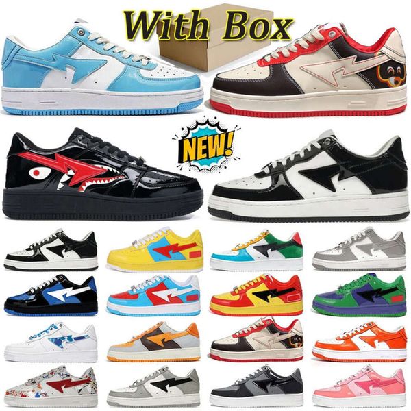 Scarpe firmate Scarpe casual sk8 sta Shark Low Bianco Drak Grigio Nero Viola Rosso giallo oro Blu Rosa Beige Camo Pelle verniciata Pelle scamosciata Uomo Donna Sport Sneaker Trainer