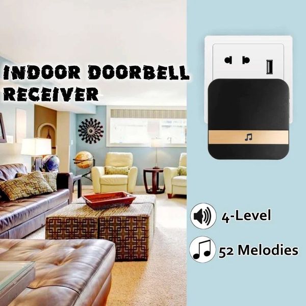 NUOVO 433 MHz Wireless Wifi Smart Video campanello Carillon Ricevitore musicale Sicurezza domestica Citofono interno Ricevitore campanello per porte 10-110 dB