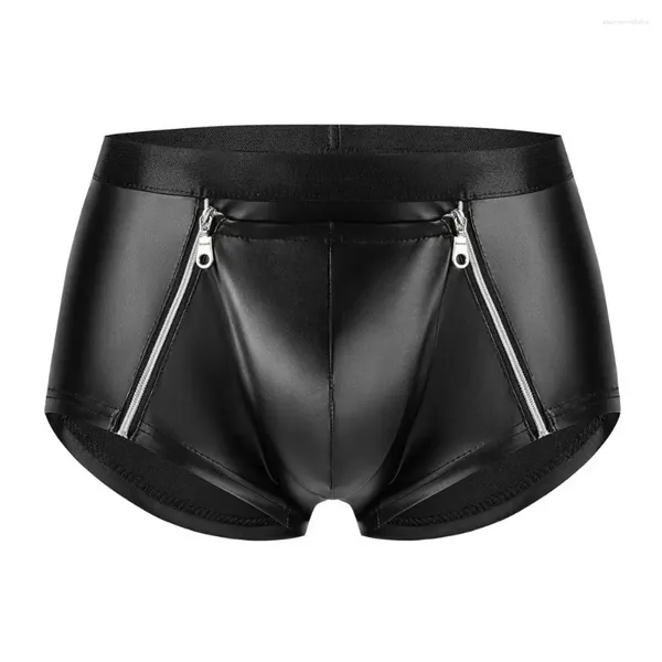 Shorts masculinos homens briefs duplo zíper sexy bulge bolsa roupa interior para clubwear magro ajuste mid-rise calcinha em suave