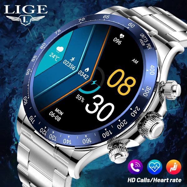 Orologi LIGE Smartwatch Smart Watch per uomo Termometro corporeo Monitor sanitario GPS Motion Tracking Chiamata Bluetooth Orologio connesso Uomo 2023