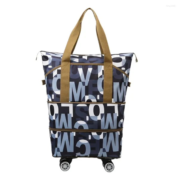 Sacos de armazenamento Expansível Dobrável Bagagem Rolling Duffel Travel Bag Malas Impermeáveis ​​para Mulheres Sem Alça Telescópica