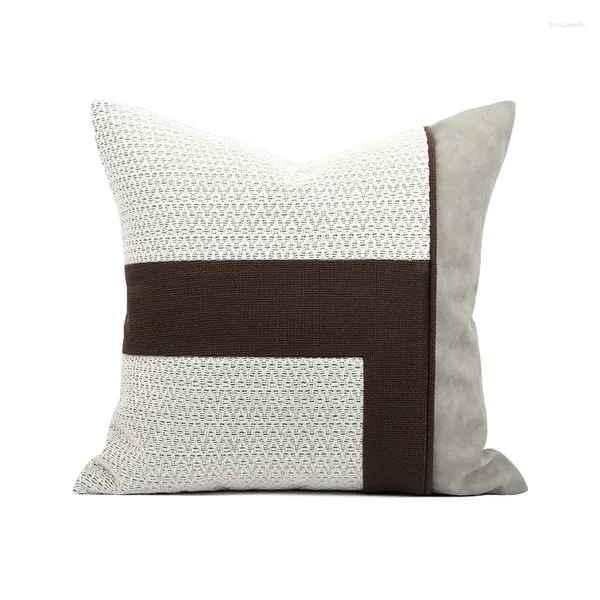 Световая подушка, роскошный бархатный чехол с геометрическим рисунком, коричневый, белый, серый, декоративная наволочка S для гостиной, домашний декор