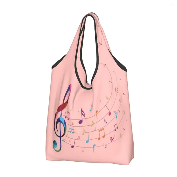 Borse per la spesa Simbolo musicale Generi alimentari Tote Donna Musicista personalizzato Note musicali Shopper a spalla Borse di grande capacità