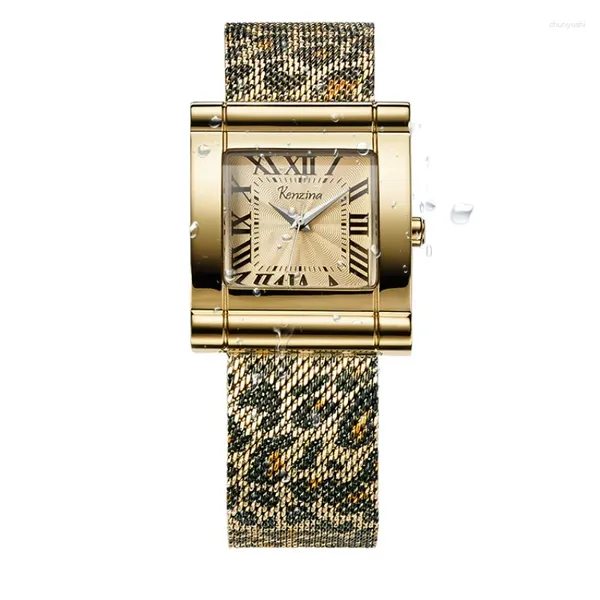 Relógios de pulso Leopard Watch 2024 Square Nicho Moda À Prova D 'Água Senhoras Autênticas Mulheres